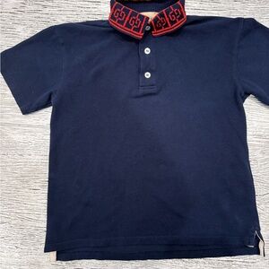 Gucci Navy Polo with Red Collar